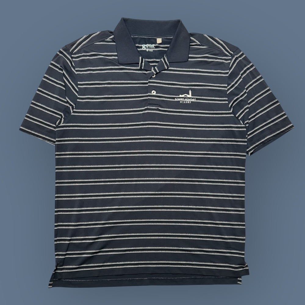 Robert Mondavi Striped Embroidered Winery Golf Polo